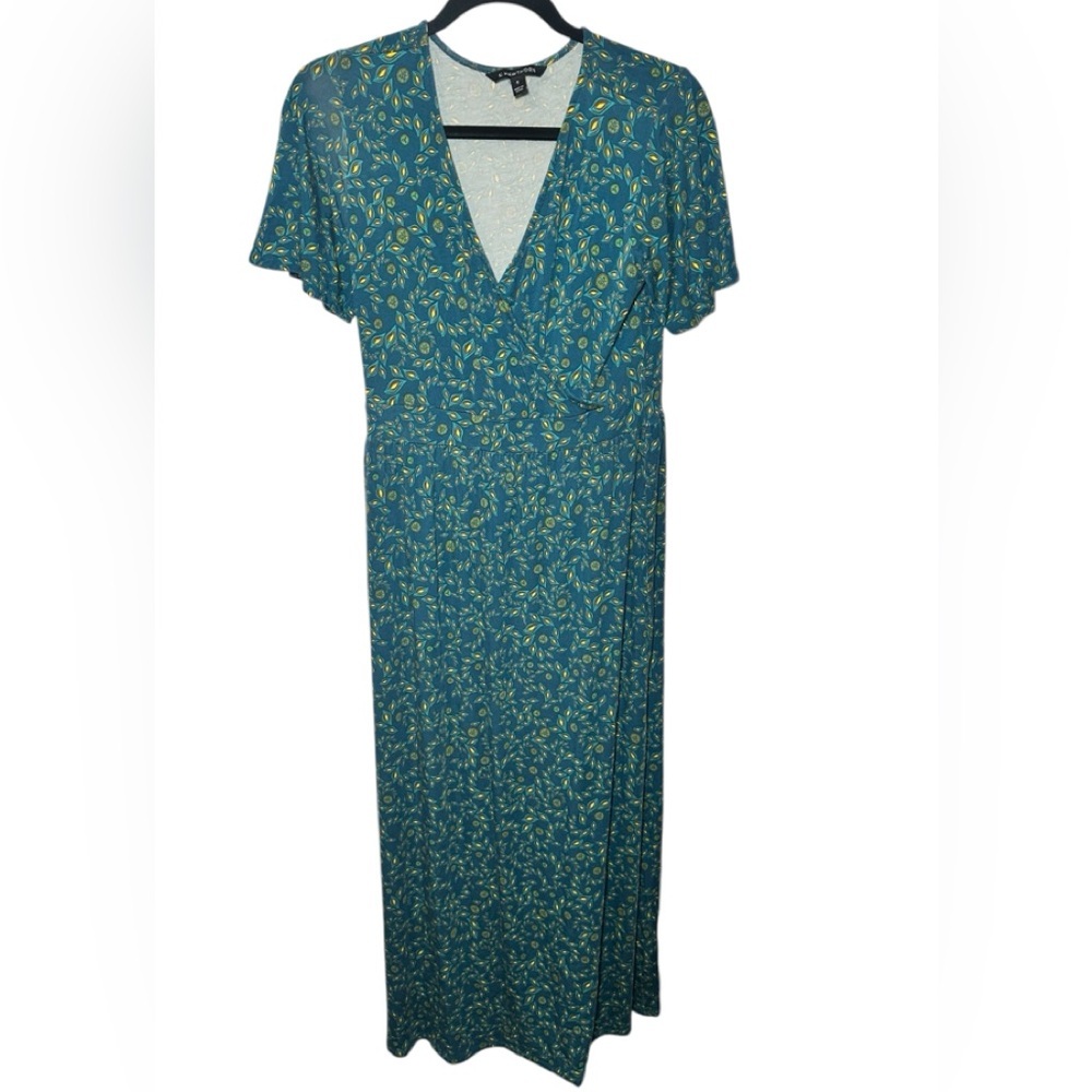 41 Hawthorn Maxi Floral Bohemian Short Sleeve V Neck Empire Waist Size Medium